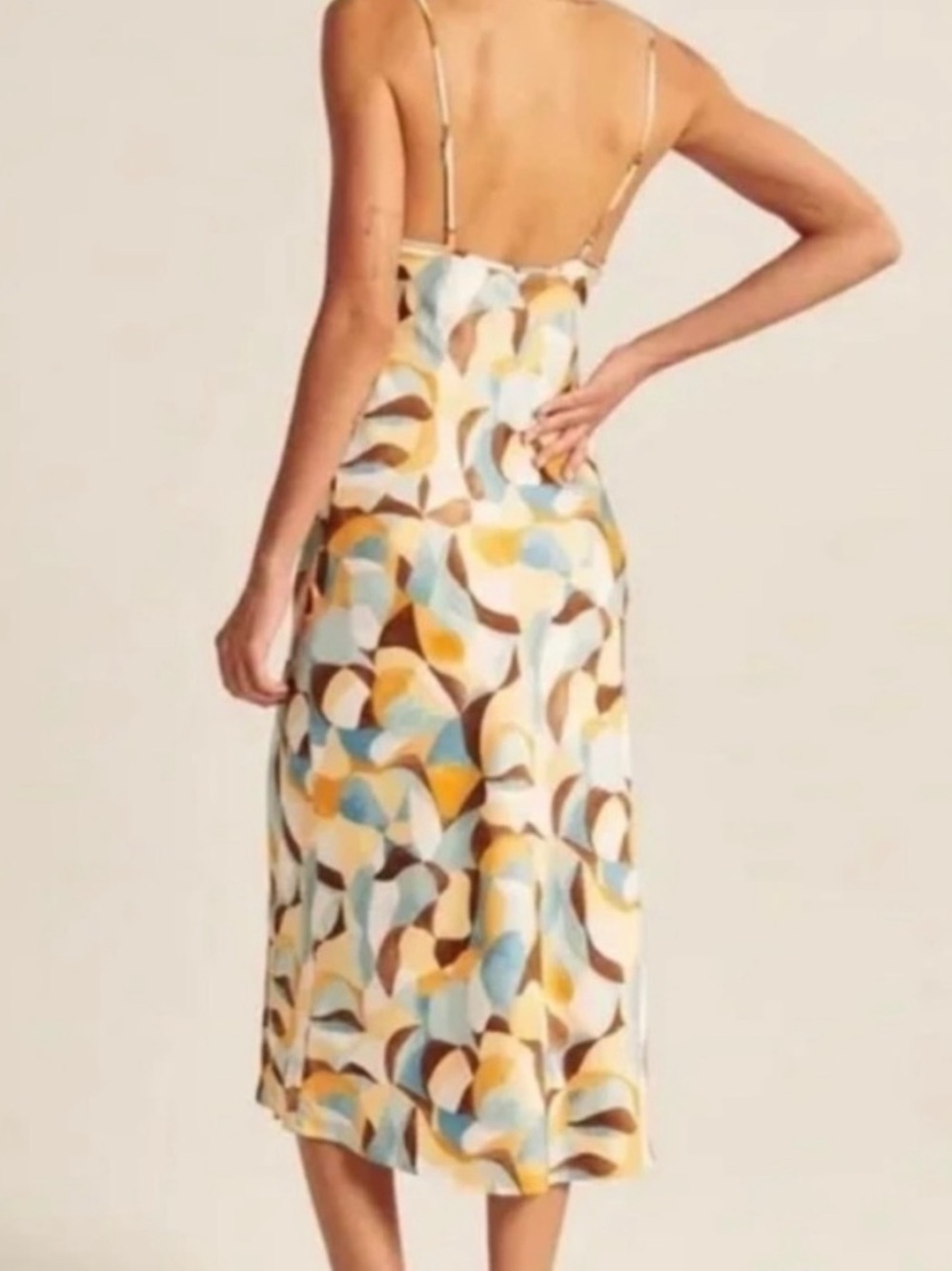 Multi-Color Abstract Print Slip Dress - Spaghetti Strap - Picture 3 of 7